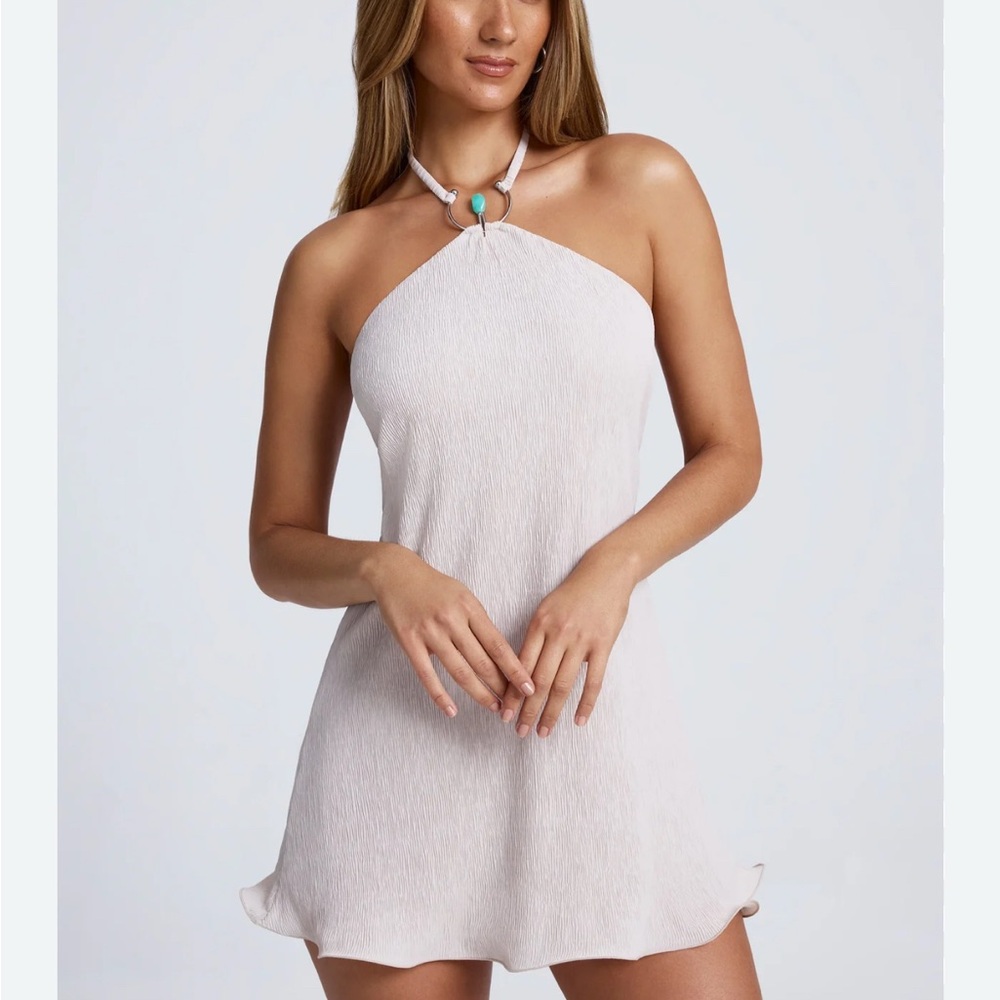 Oh Polly Beige Halter Sundress Night Out